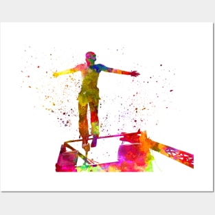 Bungee jumping base jump in watercolor Posters and Art